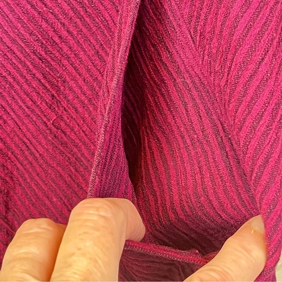 MILL VALLEY Hobo Linen Blend Shirt Asymmetrical Shark Bite Top Purple Striped - Picture 10 of 14